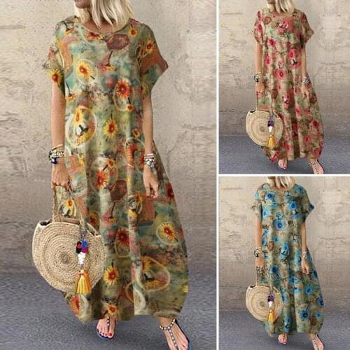 Women Bohemian Dress 2021 Fashion Summer Sundress Ladies Casual Daily Vestidos Long Maxi Dresses Beach Party Robe