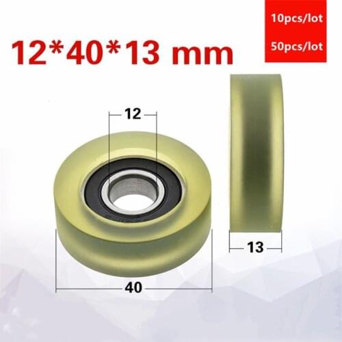 10pcs/50pcs 12*40*13mm polyurethane PU 6001 6001RS low noise roller bearing friction pulley soft rubber 12x40x13