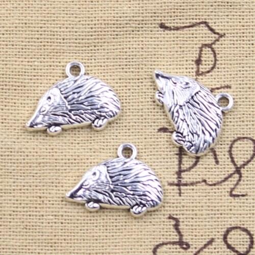 15pcs Charms Animal Hedgehog 15x20mm Antique Silver Color Pendants Making DIY Handmade Tibetan Finding Jewelry