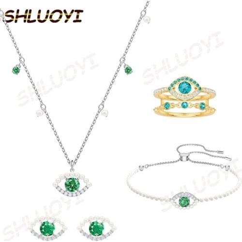 2020 Fashion Jewelry SWA 1: 1 Exquisite Elegant Green Eyes Pearl Crystal Ladies Necklace Gifts For Friends
