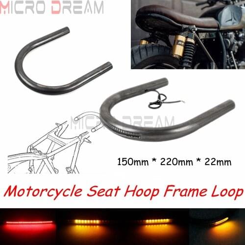 210MM Cafe Racer Rear Seat Hoop Frame Loop Kit W/ LED Tail Light Flat Tracker End Loop 1" Tube for CB XS GS Motorcycle Scrambler