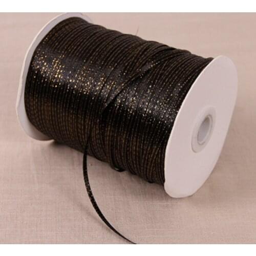 3mm 1/8" solid satin ribbon w/gold wedding decoration candy cake wrapping craft accessories scrapbook material 20yards 39