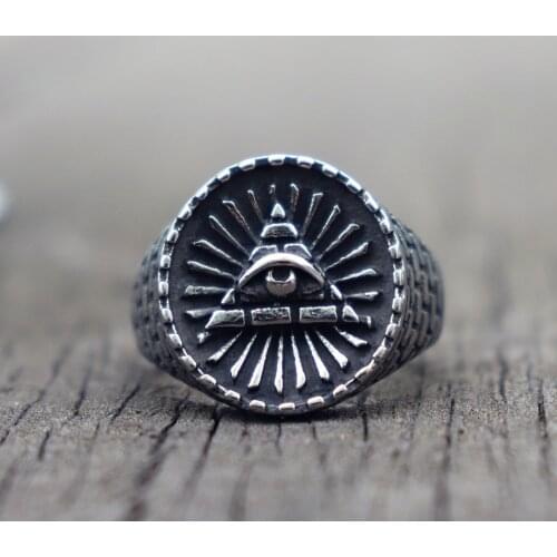 316L Titanium Stainless Steel Ring Eye of Providence Masonic Rings for Men Jewelry