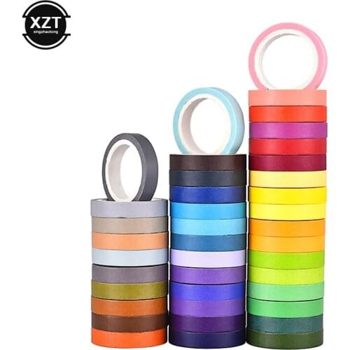 40 Pcs Washi Tape Set Rainbow Solid Color Japanese Adhesive Masking Tape Set Deco DIY Scrapbooking Stationery