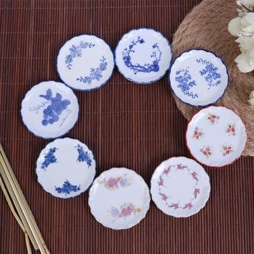 6.2*6.2cm Chinese Style Dollhouse Mini Ceramics Tableware Plates Bowl Food Dishes Plates For Dollhouse Decals