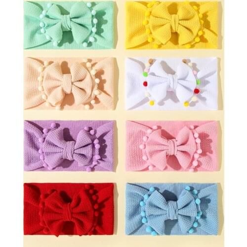 8Pcs/Set Baby Headband Bow Headbands For Girl Childrens Double Hair INS Style Baby Solid Color Hair Ball Edge Bow Headband