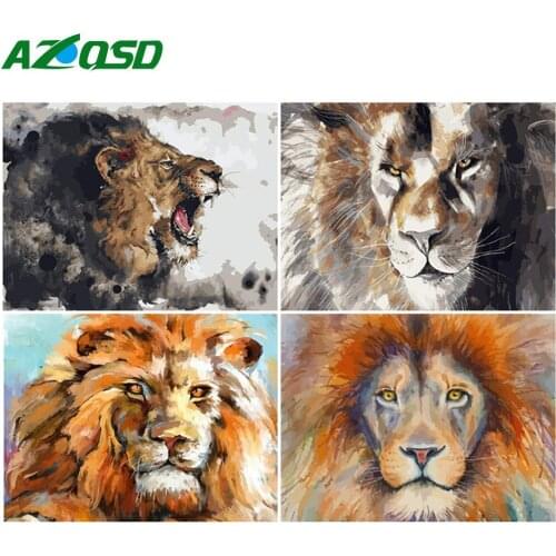 AZQSD Paint By Number Animal Hand Painted Modern Wall Art Painting By Numbers Lion Handmade Room Decoration
