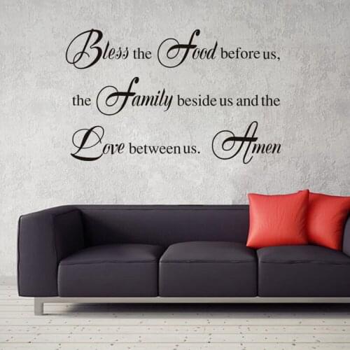 Bless the food before us, amen vinyl quote wall decal home decor living room diy art wallpaper removable wall stickers