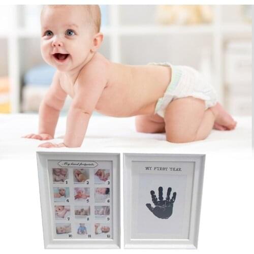 Baby Handprint Footprint Photo Frame Kit For Newborn Boys Girls Clean Touch Ink Pad Photo Frame Baby Footprint