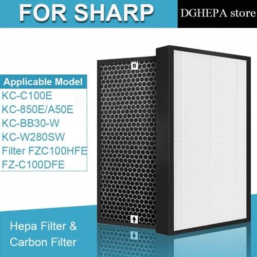 For Sharp FZ-C100HFE FZ-C100DFE Replacement Air Purifier HEPA Carbon Filter for KC-C100E KC-A50E KC850E KC-BB30-W KC-W280SW