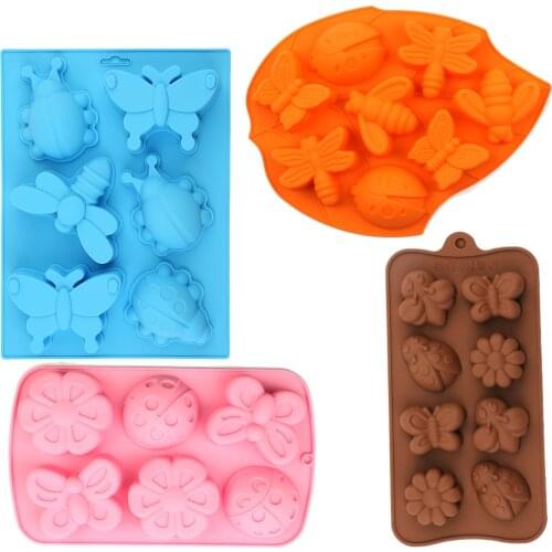 Insect mold series Butterfly Bee Beetle Silicone Cake Molds Silicone Jelly Pudding Chocolate Mold Handmade Soap Mould