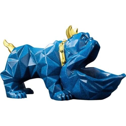 Geometric Bulldog Storage Box Statue Animals Dog Figurine Sculpture Resin Art&Craft Candy Dish Key Storage Home Decoration R746