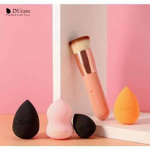 DUcare 1pcs Makeup Brushes 4pcs Makeup Sponge Egg Set Professional Foundation Flat Top Face Highlight Concealer Makeup Tools