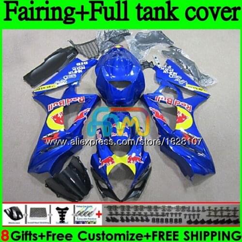 Body +Tank For SUZUKI GSXR1000 CC GSXR-1000 Blue red hot K7 GSXR 1000 1000CC 99BS.53 GSX-R1000 GSX R1000 07 08 2007 2008 Fairing