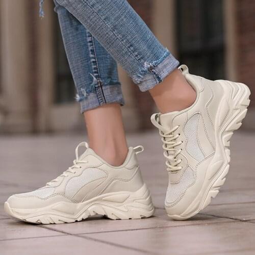 Moipheng Womens Platform Sneakers White Female Autumn Chunky Sneakers for Woman Lace-Up Vulcanize Shoes Casual Dad Walking Shoes