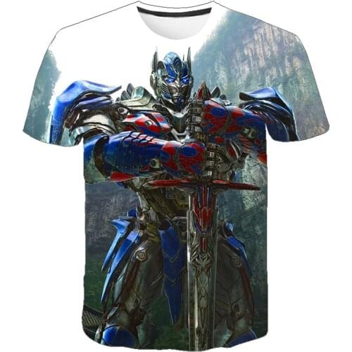 Summer 3D Cartoon Harajuku Movie Transformers Printed Childrens T-shirt, Boys And Girls Street Hip Hop Casual New T-shirt
