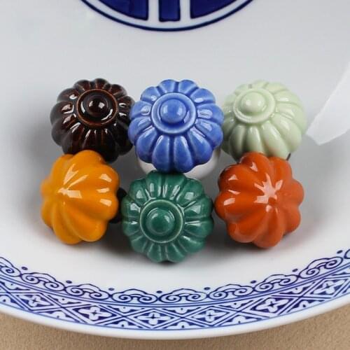 Retro furniture handles pumpkin ceramic door handles and furniture drawer handles kitchen cabinet handles