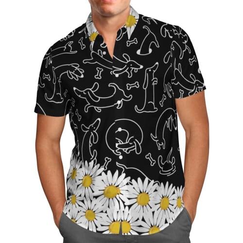 Anime Dog 3D Beach Hawaiian 2021 Summer Mens Shirt Short Sleeve Shirt Streetwear Oversized 5XL Camisa Social Chemise Homme-805