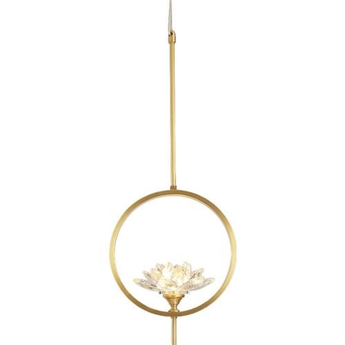 New Chinese Lotus Copper Small Pendant Lights Bedroom Bedside Designer Living Room Kitchen Table Hanging Lamps Corridor Fixtures