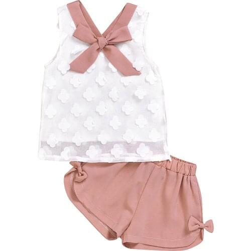 Girl Clothes Fashion Girls Clothing Sets Clothes Girl Cute Bow T-shirt Pants Summer Set