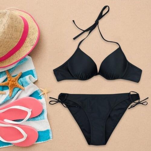 Solid Bikinis Swimsuits Women Push Up Swimwear Kostium Kąpielowy Bathing Suit Biquini Brazilian Bikini 2021 Micro Beachwear #t2g