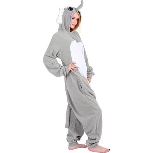 Elephant Animal Onesies Adults Teenagers Women Hooded Pijama Pajamas Funny Fleece Warm Soft Sleepwear Overall Onepiece Jumpsuit