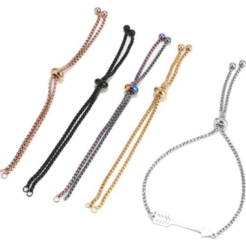 2pcs Adjustable Stainless Steel Gold Slide Extender Chains with Ball Ends Nickel Free Lead Free Bracelet Charm Connectors