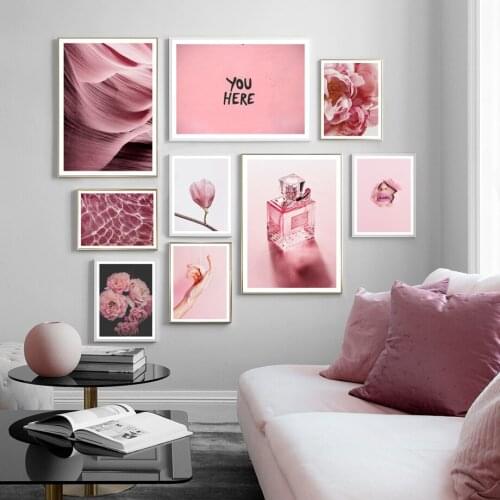 Pink Flower Candy Perfume Woman Arm Lips Wall Art Canvas Painting Nordic Posters And Prints Wall Pictures For Living Room Decor