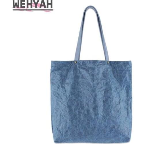 Wahyah Kraft Paper Casual Tote Bags for Woman Handbags Fashion Oversize Clutch Purse Designer Shoulder Bag DuPont Paper ZY060