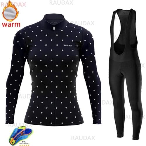 Warm 2021 Womens Cycling Jersey Winter Thermal Fleece Bicycle Clothing MTB Outdoor Riding Sport Long Sleeve Ropa Ciclismo Mujer