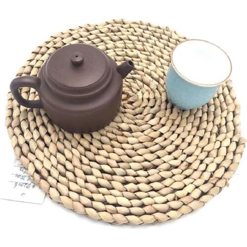 Coffee Mug Cup Coaster Table Mat Heat Resistant Tea Pad Natural Woven Pad Thickened Insulation Cushion Tablemat Round Placemats