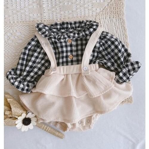 Newborn Vintage Suspender Dress Cotton Soft Baby Girls Clothing Set Spring Autumn Long Sleeve Toddler Clothes Comfortable Dress