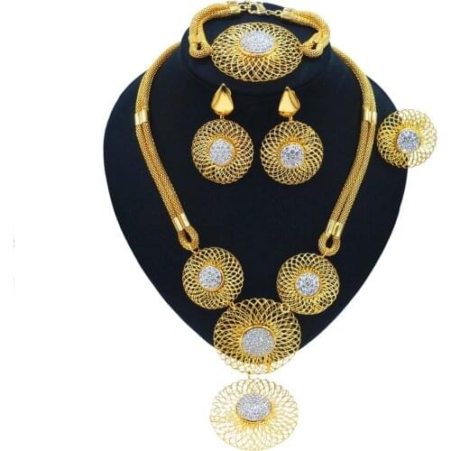 Yulaili The Newly Designed Unique Circular Hollow Pattern Jewelry Set and The Hot-Selling Diamond-Encrusted Bridal Jewelry Sets