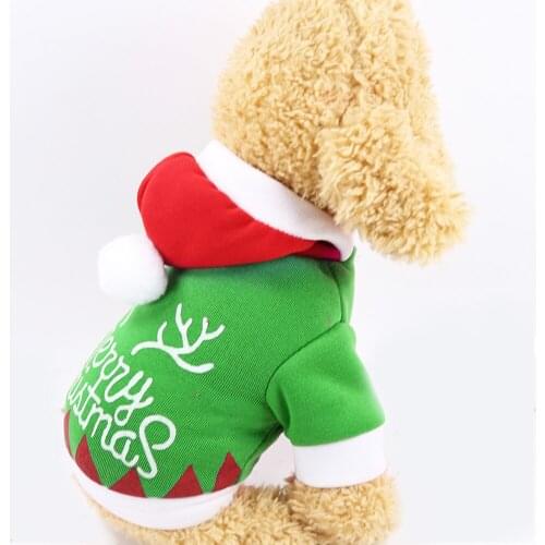Pet Dog Christmas Gift Green Christmas Hoodie Pet Dog Cat Clothes Thicken Hoodies Dogs Costume Cute Warm Chihuahua Cat Sweater