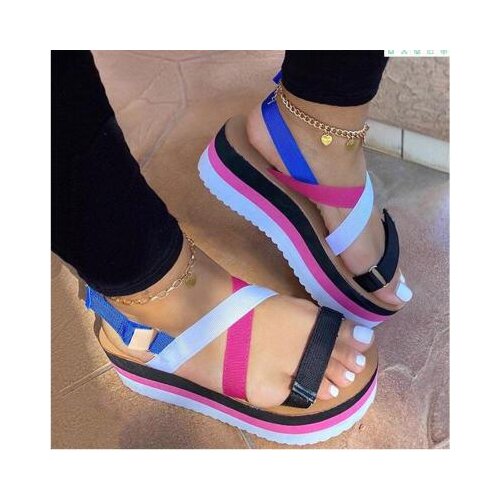 2020 Hot Sale Flat Strap Summer Sandals Woman Shoes Mixed Colors Platform Dropship Shoes Women Sandals Sandalia Feminina