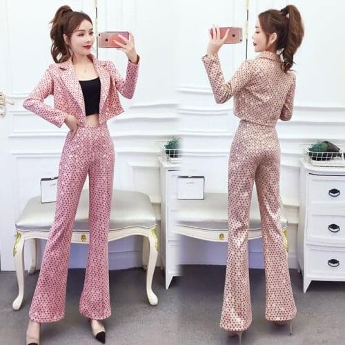 Women 2021 Spring Autumn Sequined 2 Piece Suit Sets Female Sexy Short Jacket and Pants Set Ladies Fashion Casual Outfits B238