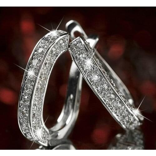 Hot Classic 3 Styles Round White Zircon Hoop Earrings For Women Gold/Rose Gold/Silver Color Female Jewelry Wedding Gifts
