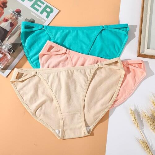 Womens Pure Cotton Underwear Panties Girly Transparent Pure Cotton Seamless Breathable Low-waist Briefs for Ladies