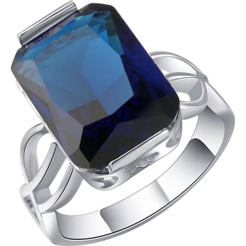 Rainbow CZ Ring Blue crystal Women Charming Engagement Jewelry silver color Promise Rings Bijoux Women Fashion Accessories