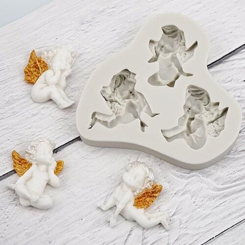 3 Small Angel Shape Liquid Silicone Mold Fondant Mold Cake Decorating Tools Chocolate DIY Cooking D166