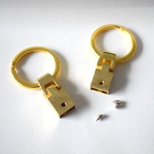 10mm Gold Key Chains Key Rings Handmade Slide Charms Key Head Connector Fit 10MM Straps Strips DIY Jewelry Making Accessories