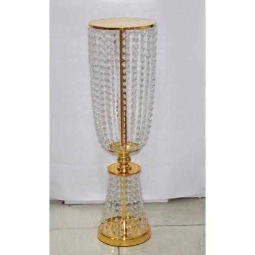 10PCS/LOT Gold Wedding Road Lead 80 cm Tall Acrylic Crystal Flower Stand Wedding Centerpiece Event Party Decoration