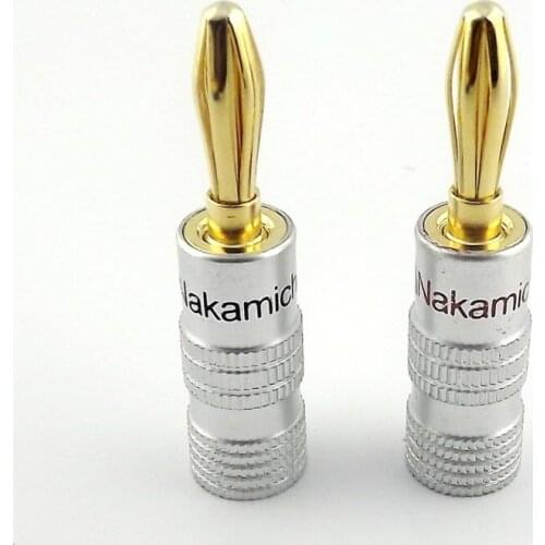 2pcs Gold Plated Connector Nakamichi Speaker 4mm Banana Plug Adapter Connector 24K Black/Red 2 Colors