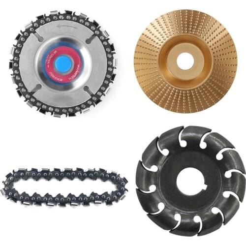 4Pcs Grinder Chain Disc Set 12 Teeth Wood Shaping Disc for Wood Angle Polishing Grinding Wheel Tool with 22 Teeth Replacement