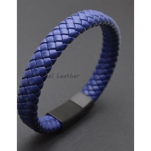 5pcs/lot Engrave Logo mens Magnetic Leather Bracelet - Button Mens Multilayer Wrap Woven Leather Bracelets for Women Men
