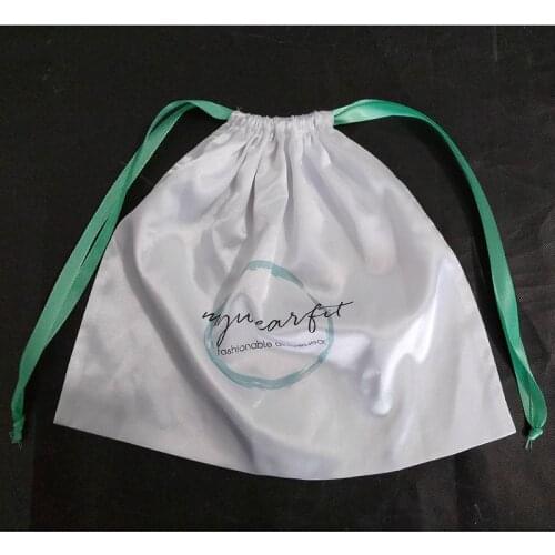 Satin Jewelry Bags Packaging Cosmetic Makeup High Silk Hair Drawstring Pouch Ribbon Party Gift Storage Dustproof Sachet Print