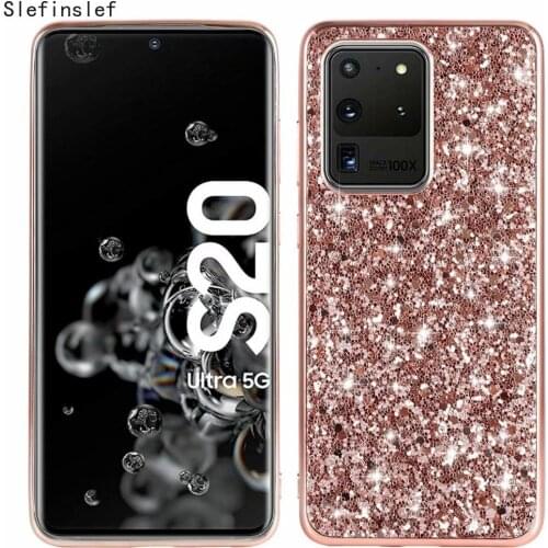 For Coque Samsung Galaxy S20 Plus Note 20 Ultra Paillette Shiny Case With Sparkles Cover For A21S A51 A71 Bling Crystal Fundas