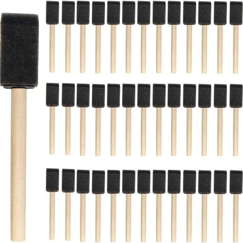 BMBY-75Pcs Foam Paint Brush,1 Inch Paint Sponge Brush, Wood Handle Paint Brush Set for , Stains, Varnishes, Crafts, Art