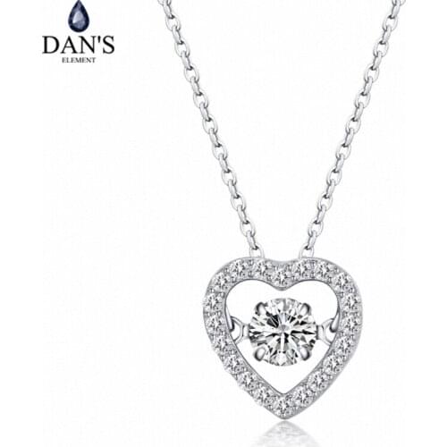Dans Element Real Brand AAA Zirconia Micro Inlays Fashion Heart Pendant S925 Necklace for women Valentines Gift 132891