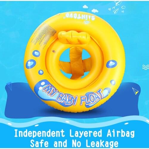 Baby Double-Ring Inflatable Swim Ring Float Seat with Backrest for Swimming Pool Infant Kids Toddlers Summer Water Game